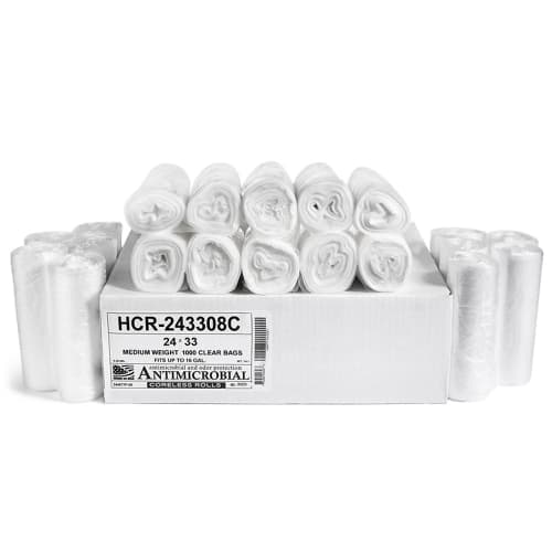 Can Liner, High Density, 24x33 Rolls, Natural, 7 Micron, Fits 12-16 Gallon